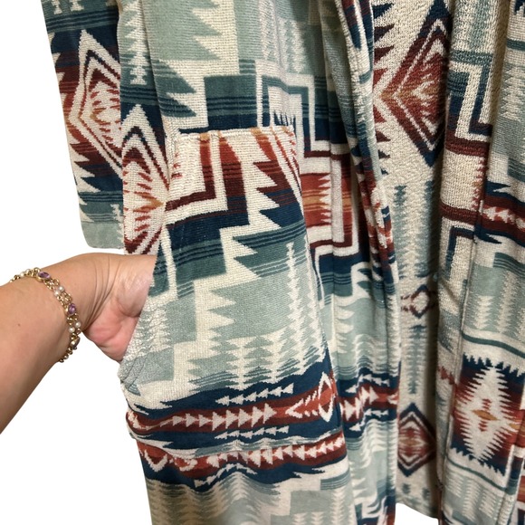 Pendleton Silver Blue Harding Star Robe is Southwestern Sage Green M - Picture 8 of 9